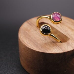 Anillo baño de oro 2  piedras  (ajustable)