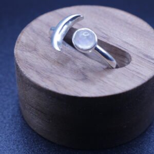 Anillo plata 925 media luna blanco (ajustable)