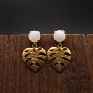 Aretes Blancos con Hoja