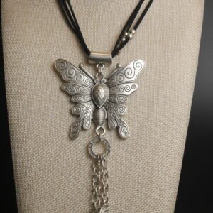 Collar Mariposa Cordón De Piel