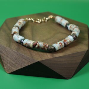 Pulsera Turquesa Con Cinta De Piel