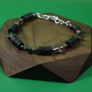 Pulsera De Cruces Con  Piedra Volcanica