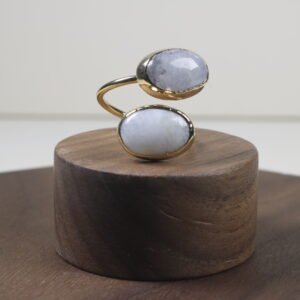 Anillo Doble Opalo Baño De Oro (ajustable)