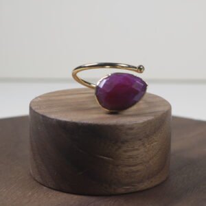 Anillo Amatista Baño De Oro (ajustable)