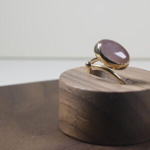 Anillo Cuarzo Rosa Baño De Oro (ajustable)