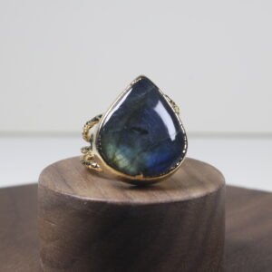 Anillo Gota Agata Baño De Oro (ajustable)