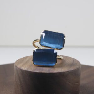 Anillo Doble Apatita Baño De Oro (ajustable)