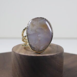 Anillo Calcedonia Baño De Oro (ajustable)