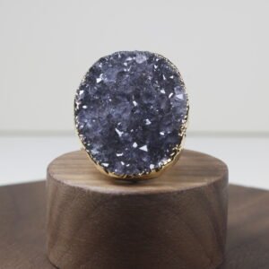 Anillo Cuarzo Baño De Oro (ajustable)