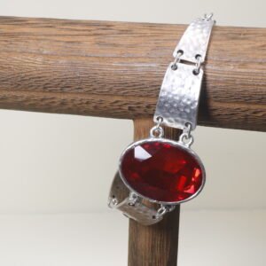 Pulsera Con Laminado Cristal Rojo