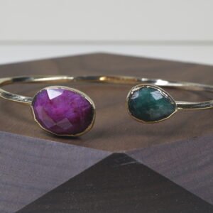 Pulsera Amatista Y Berilo Pequeña Baño De Oro (ajustable)