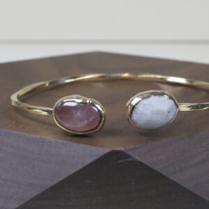 Pulsera Cuarzo Y Piedra Luna Pequeña Baño De Oro (ajustable)
