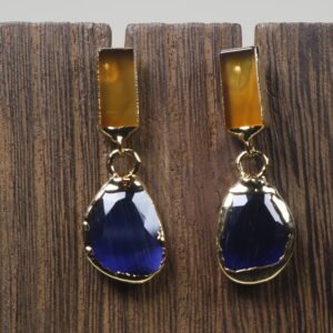 Aretes Calcedonia Baño De Oro