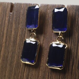 Aretes Zafiro Baño De Oro