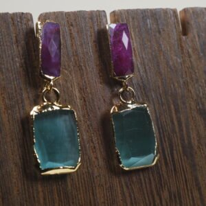Aretes Amatista Y Berilo Baño De Oro