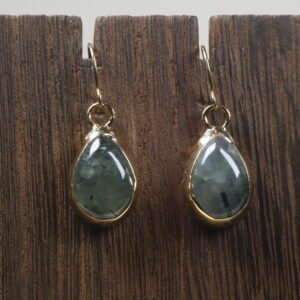 Aretes Cuarzo Ahumado Baño De Oro
