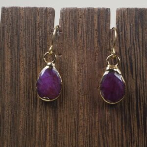 Aretes Amatista Baño De Oro