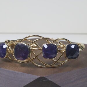 Pulsera 4 Amatistas Baño De Oro (ajustable)