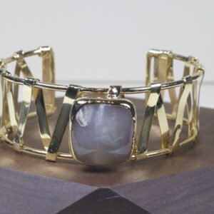 Pulsera Agata Entrelazada Baño De Oro (ajustable)
