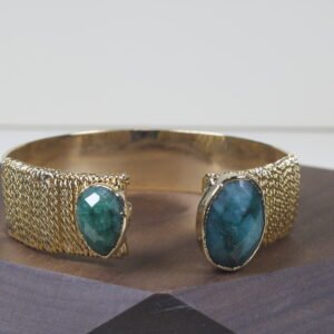 Pulsera Doble Berilo Baño De Oro (ajustable)