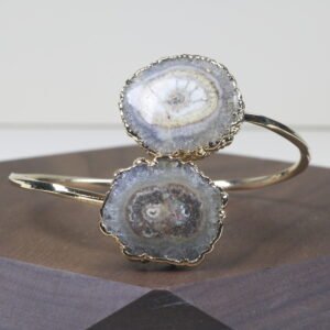 Pulsera Agata Café Baño De Oro (ajustable)